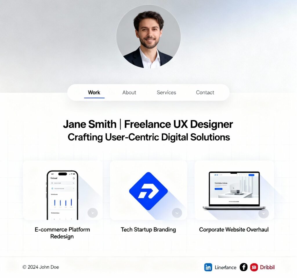 Professional freelance website homepage