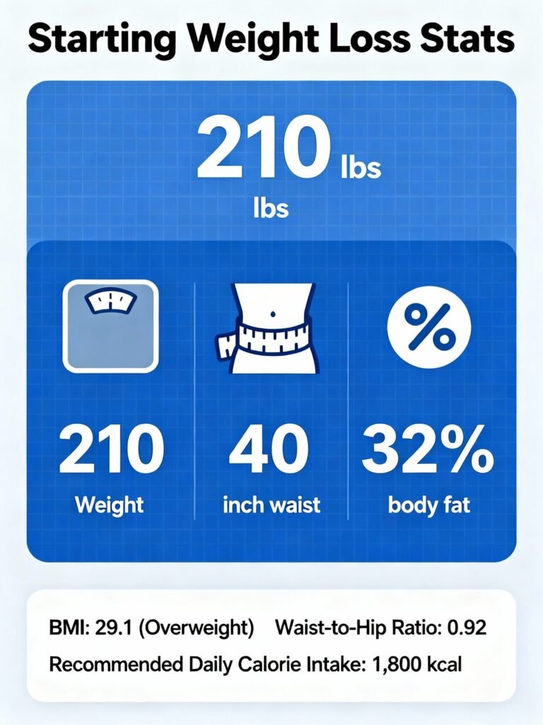 Starting weight and health stats infographic